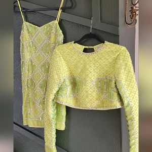 ASOS Lime Green Sequin Dress 2 in 1